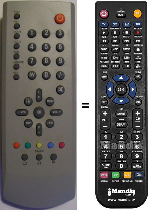 Replacement remote control United X65187R-2