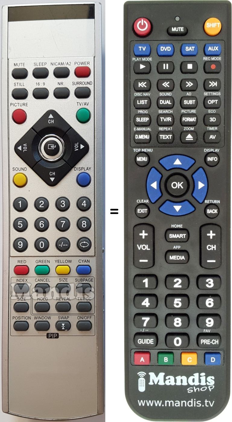 Replacement remote control NordMende HOF06I582GPD1