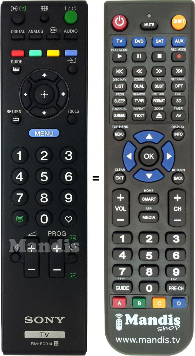 Gleichwertige Fernbedienung Sony RM-ED014