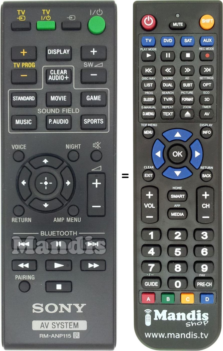 Replacement remote control Sony RM-ANP115