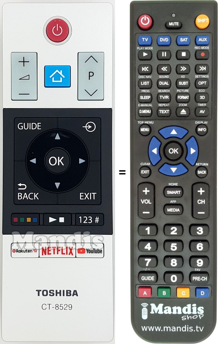 Replacement remote control Toshiba CT-8529