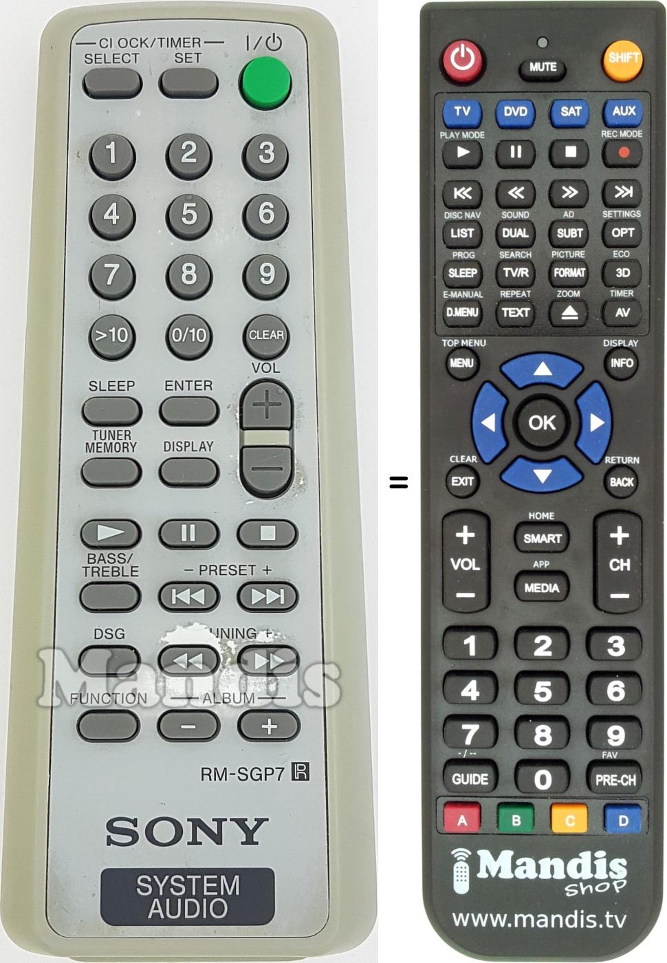 Gleichwertige Fernbedienung Sony RM-SGP7