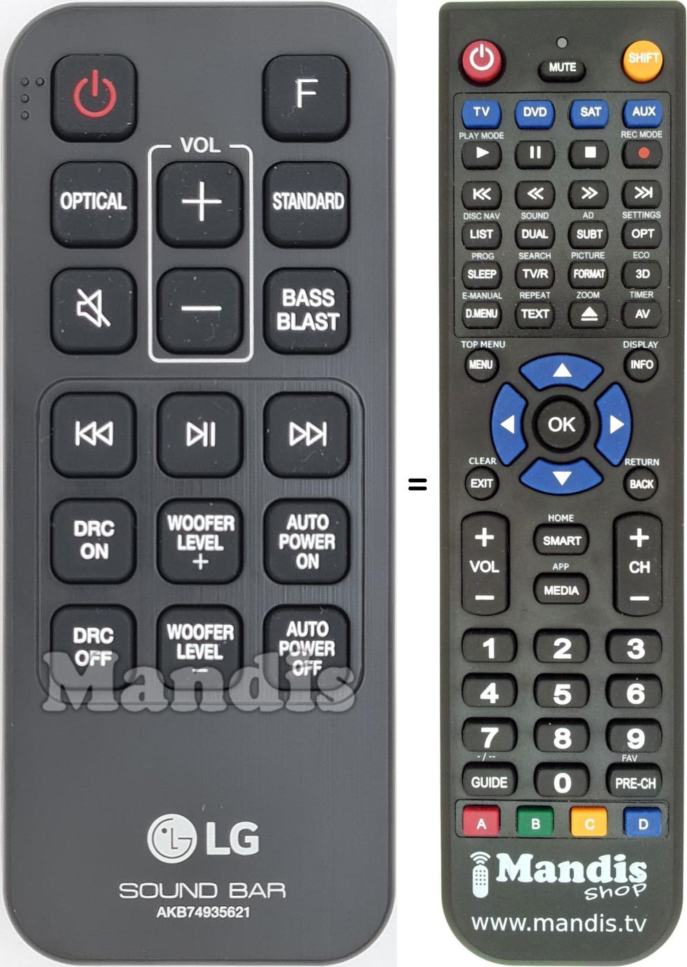 Replacement remote control LG AKB74935621