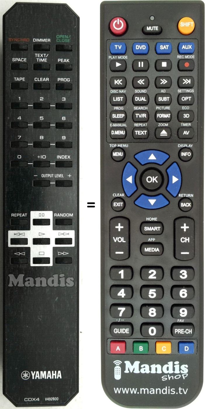 Replacement remote control Yamaha CDX4