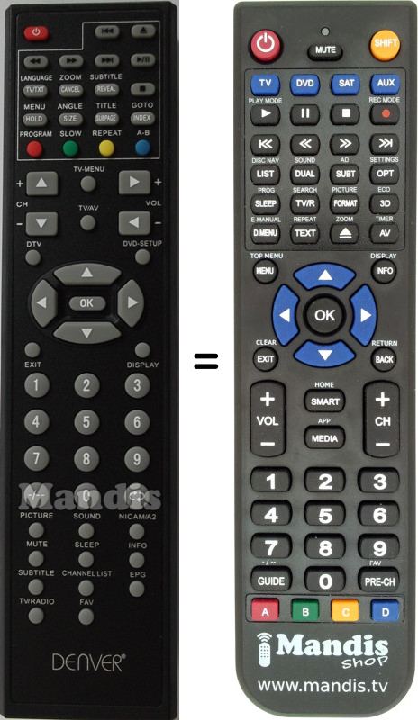 Replacement remote control TFD2370DVBT