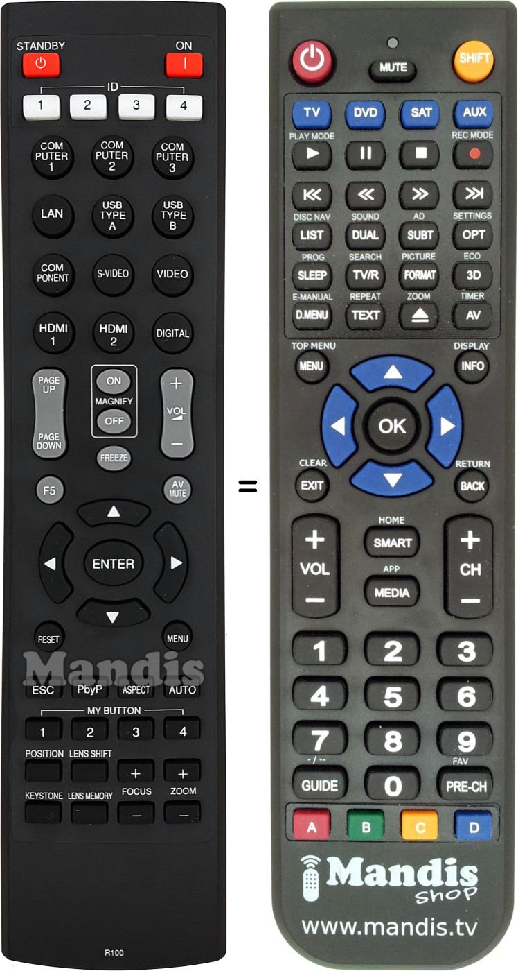Replacement remote control Hitachi R100