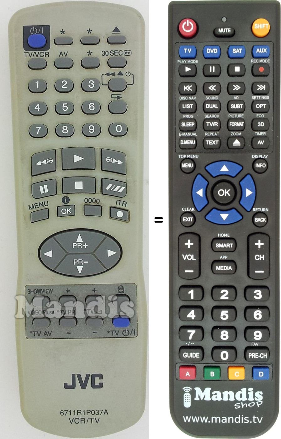 Replacement remote control JVC 6711R1P037A