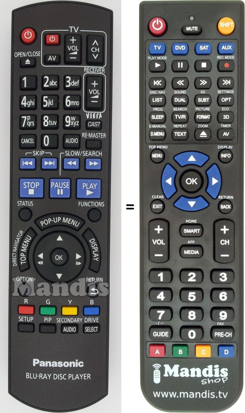Replacement remote control Panasonic N2QAYB000380