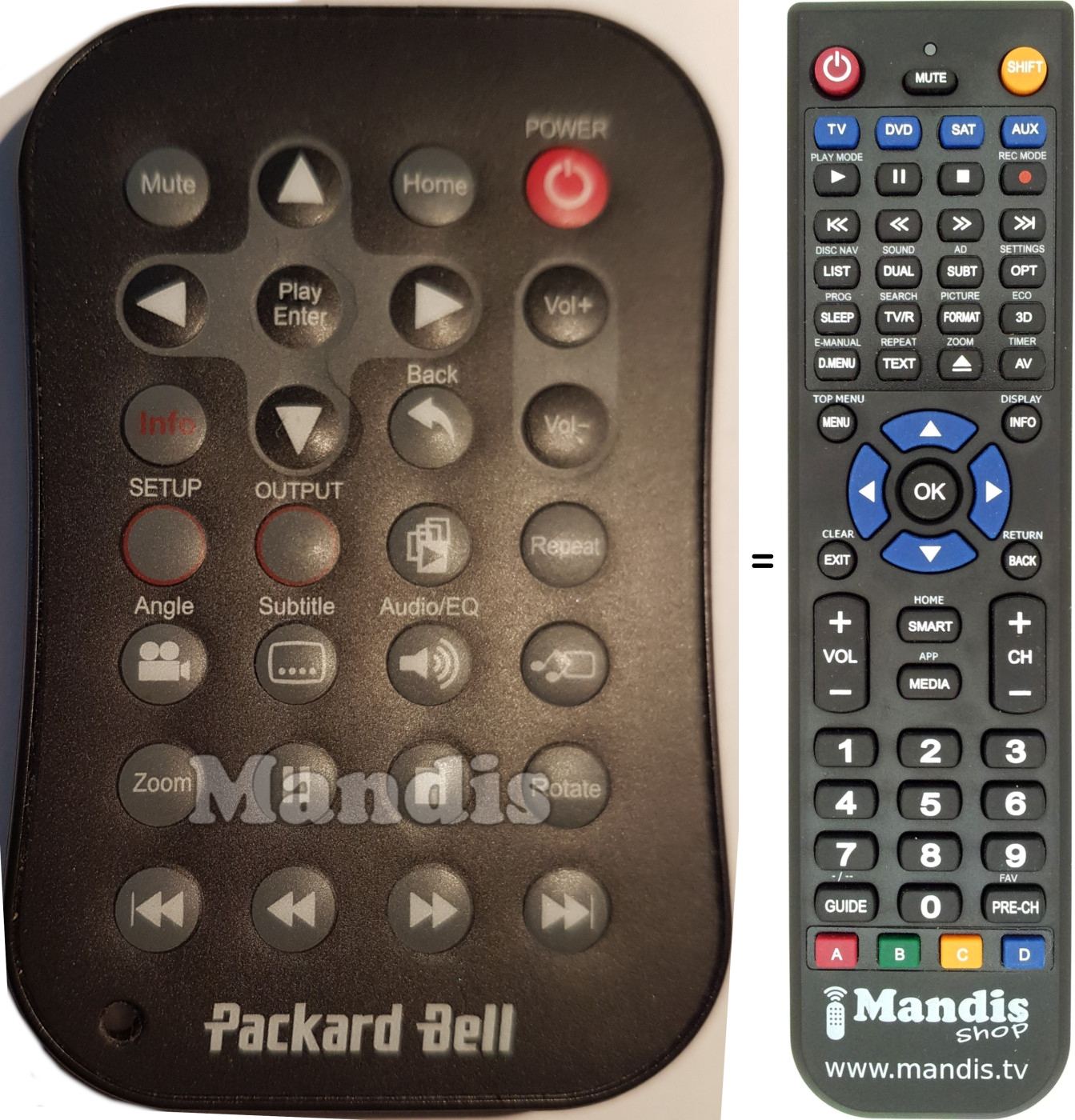 Replacement remote control PackardBell PACKARD BELL STUDIO