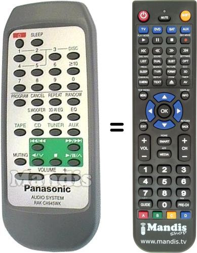 Gleichwertige Fernbedienung Panasonic RAK-CH945WK