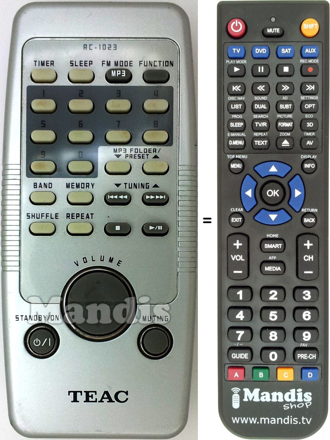 Replacement remote control RC-1023