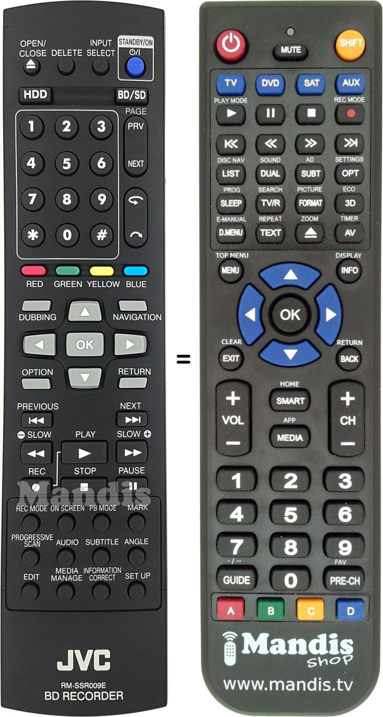 Replacement remote control JVC RM-SSR009E