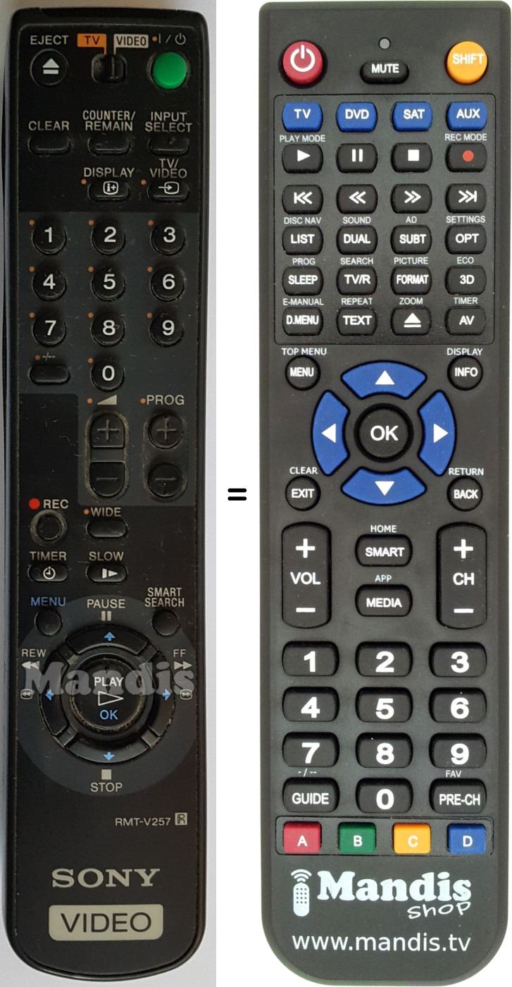 Replacement remote control RMTV257