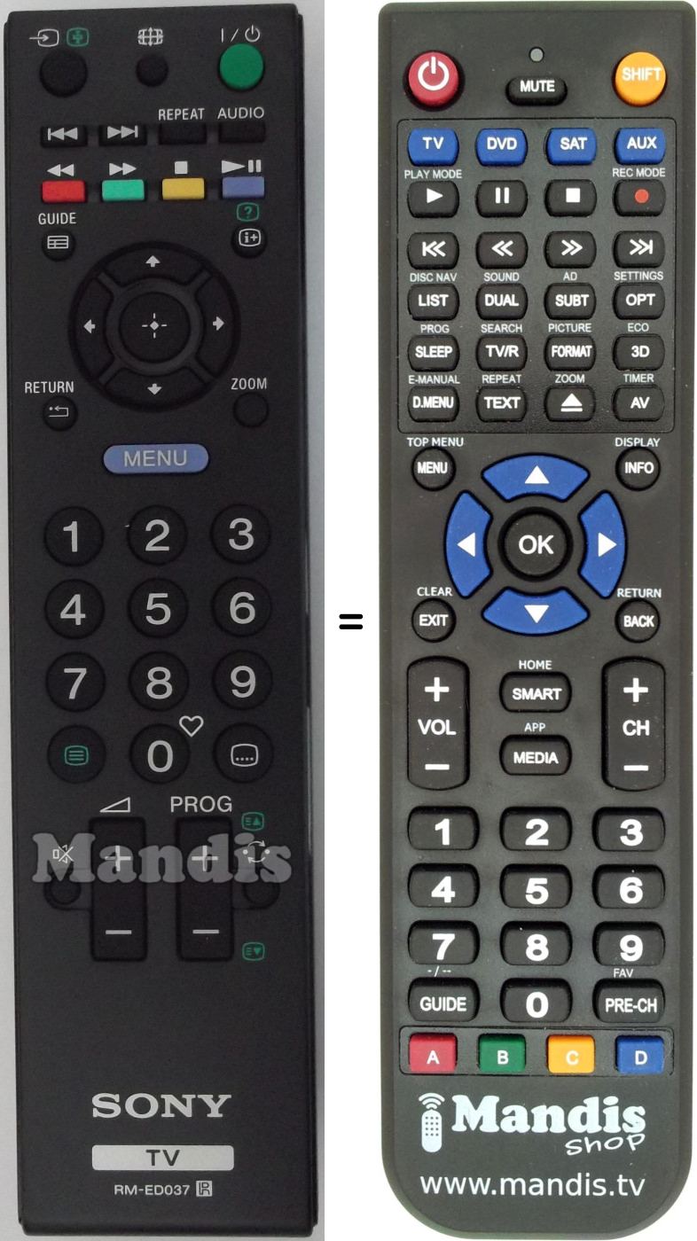 Replacement remote control Sony RMED037