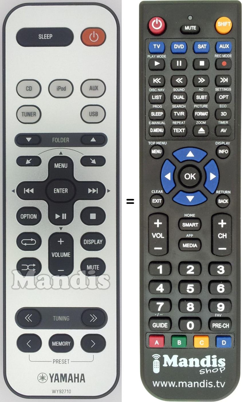Replacement remote control Yamaha WY92710