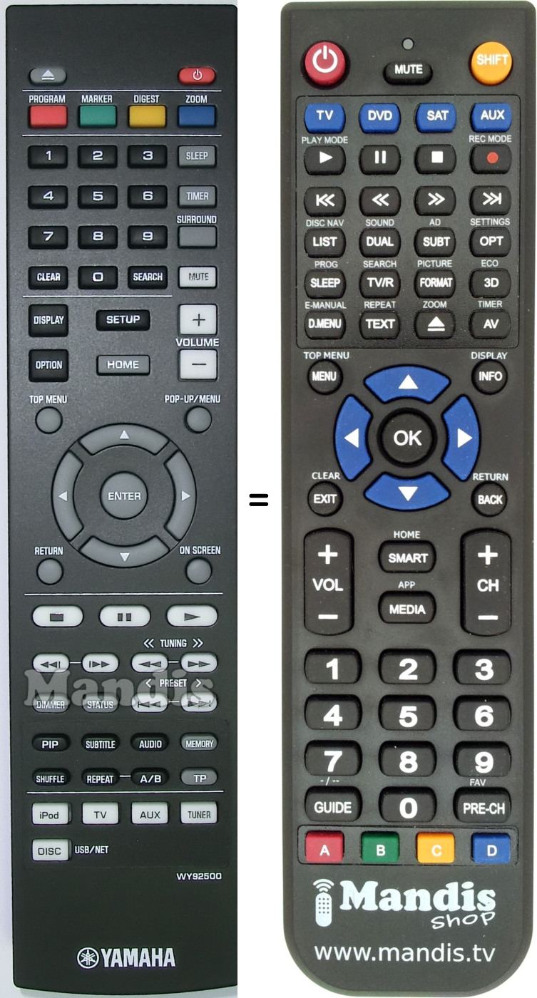 Replacement remote control Yamaha WY92500