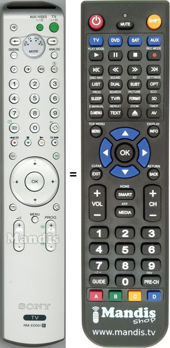 Gleichwertige Fernbedienung Sony RM-ED001