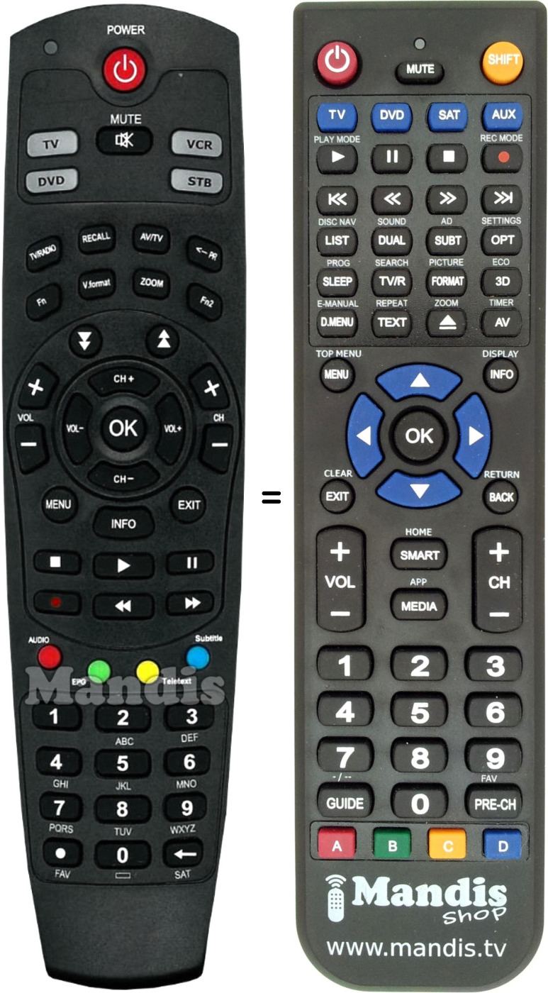 Replacement remote control MVISION HD-270CN