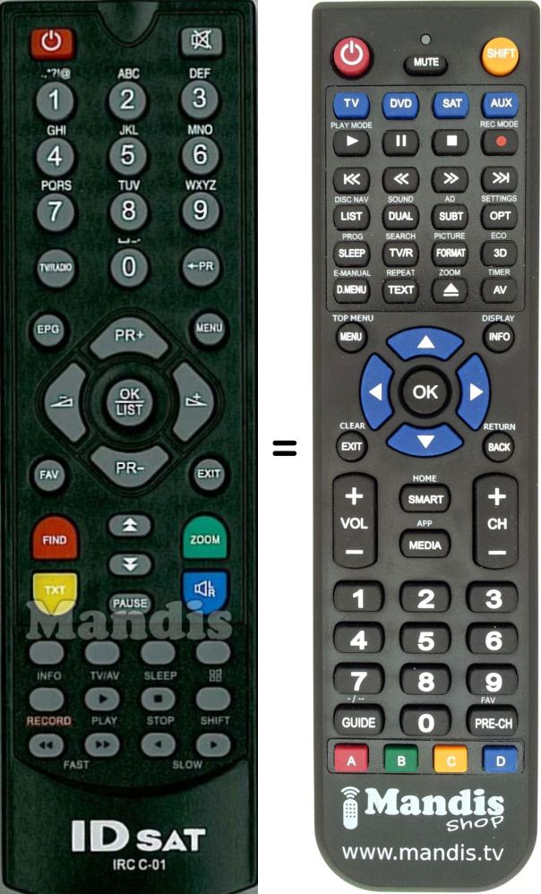 Replacement remote control ID Sat IRCC-01