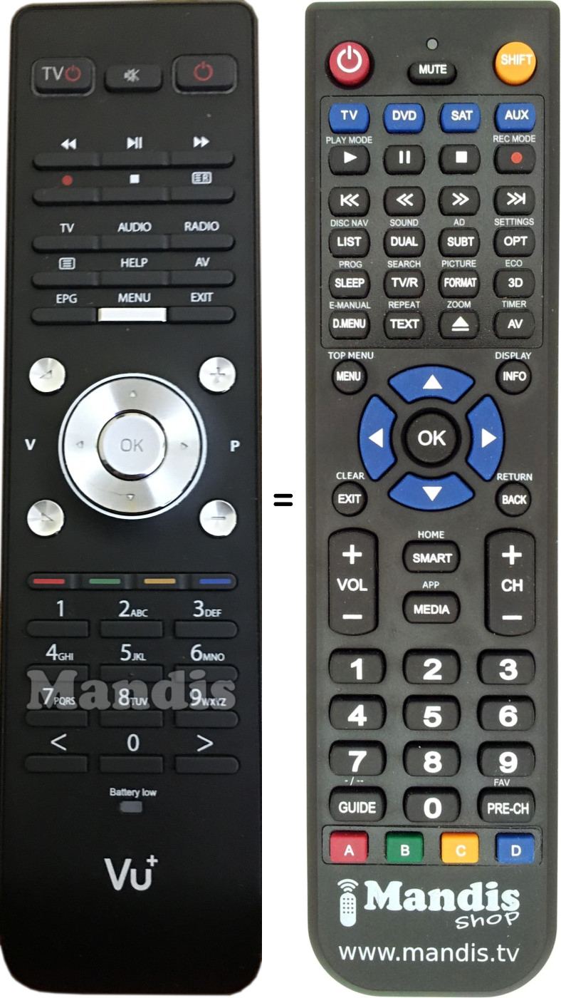Replacement remote control VU+ DUO 2