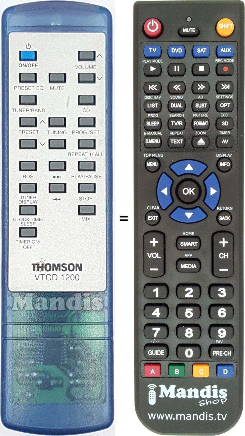Replacement remote control VTCD1200