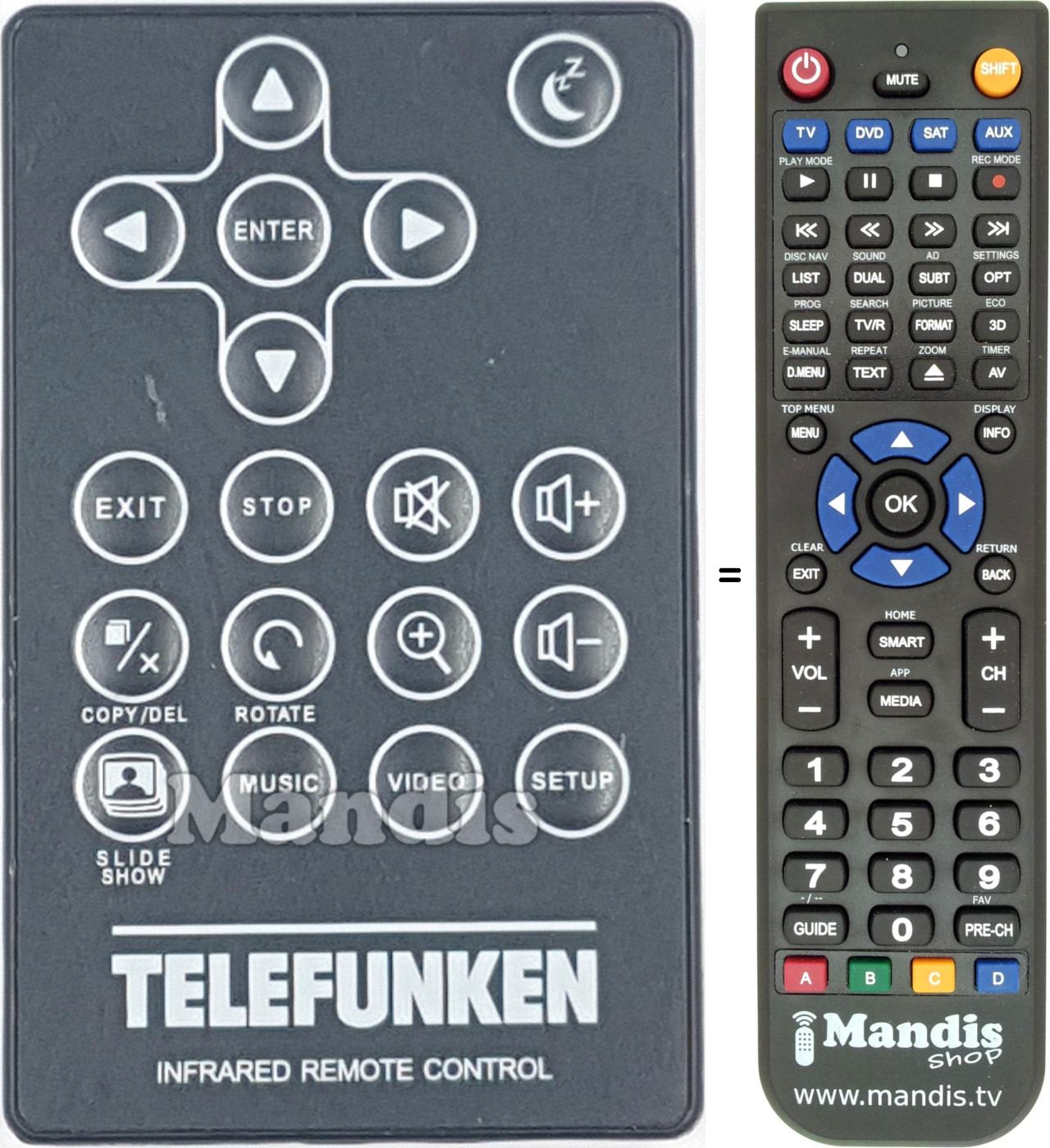 Gleichwertige Fernbedienung Telefunken DPF10333
