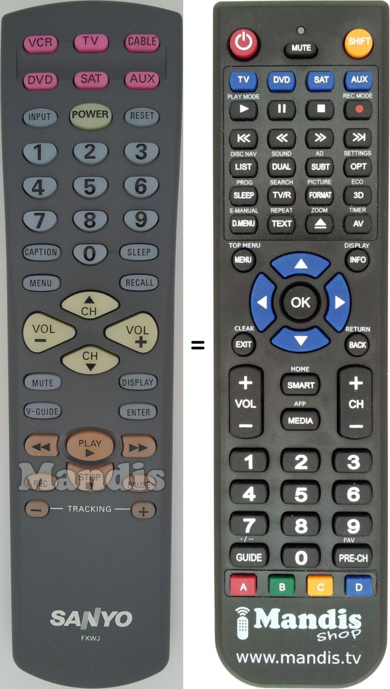 Replacement remote control FXWJ