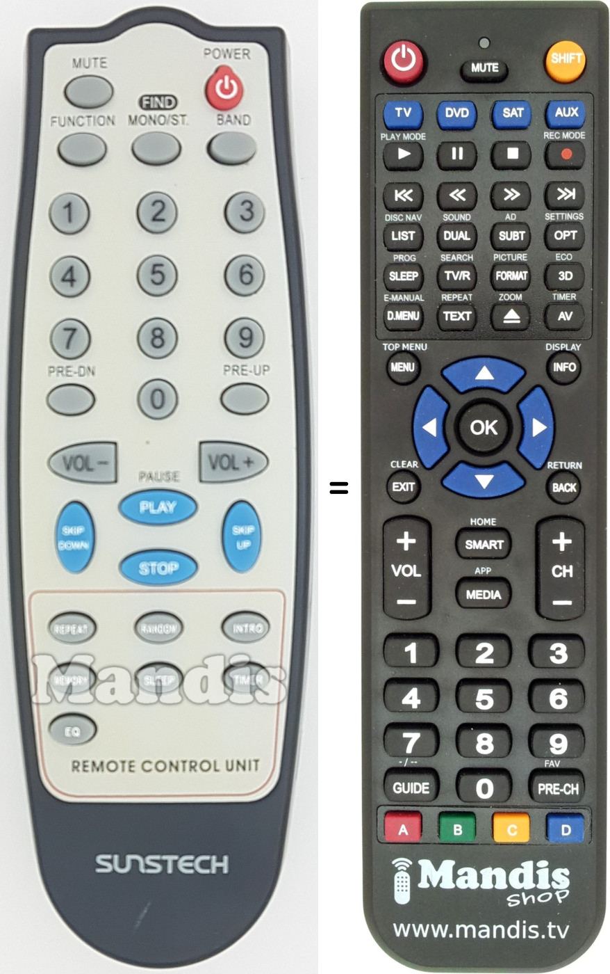 Replacement remote control REMCON1654