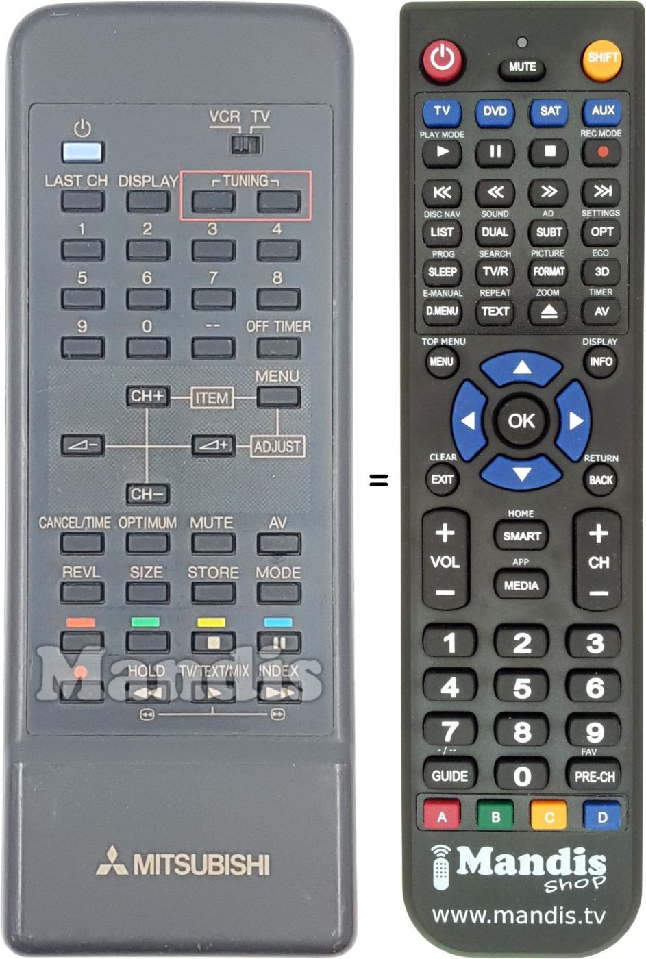 Replacement remote control REMCON1801