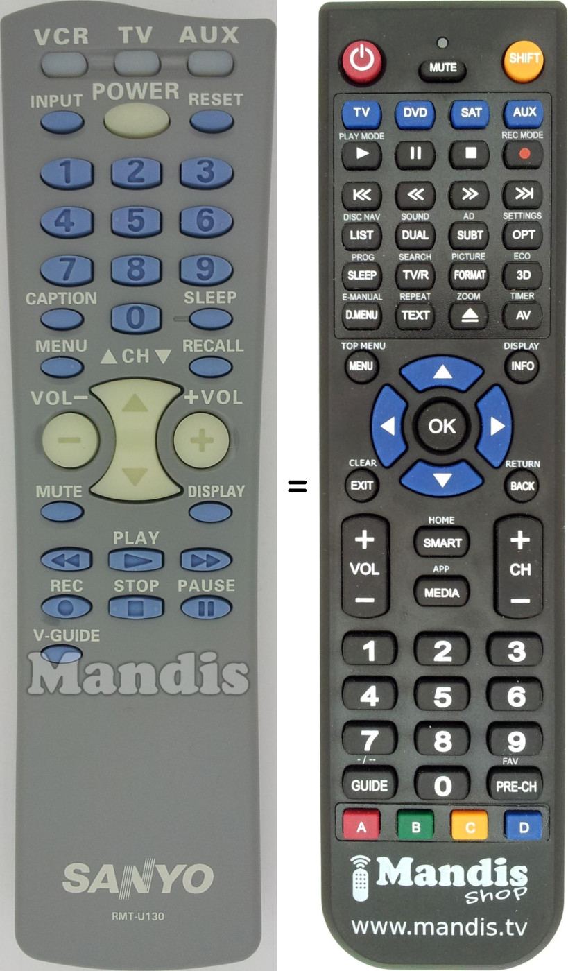 Replacement remote control RMT-U130