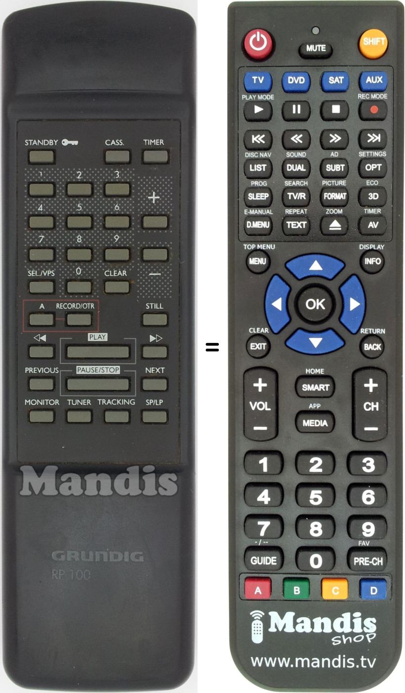 Replacement remote control Grundig RP 100