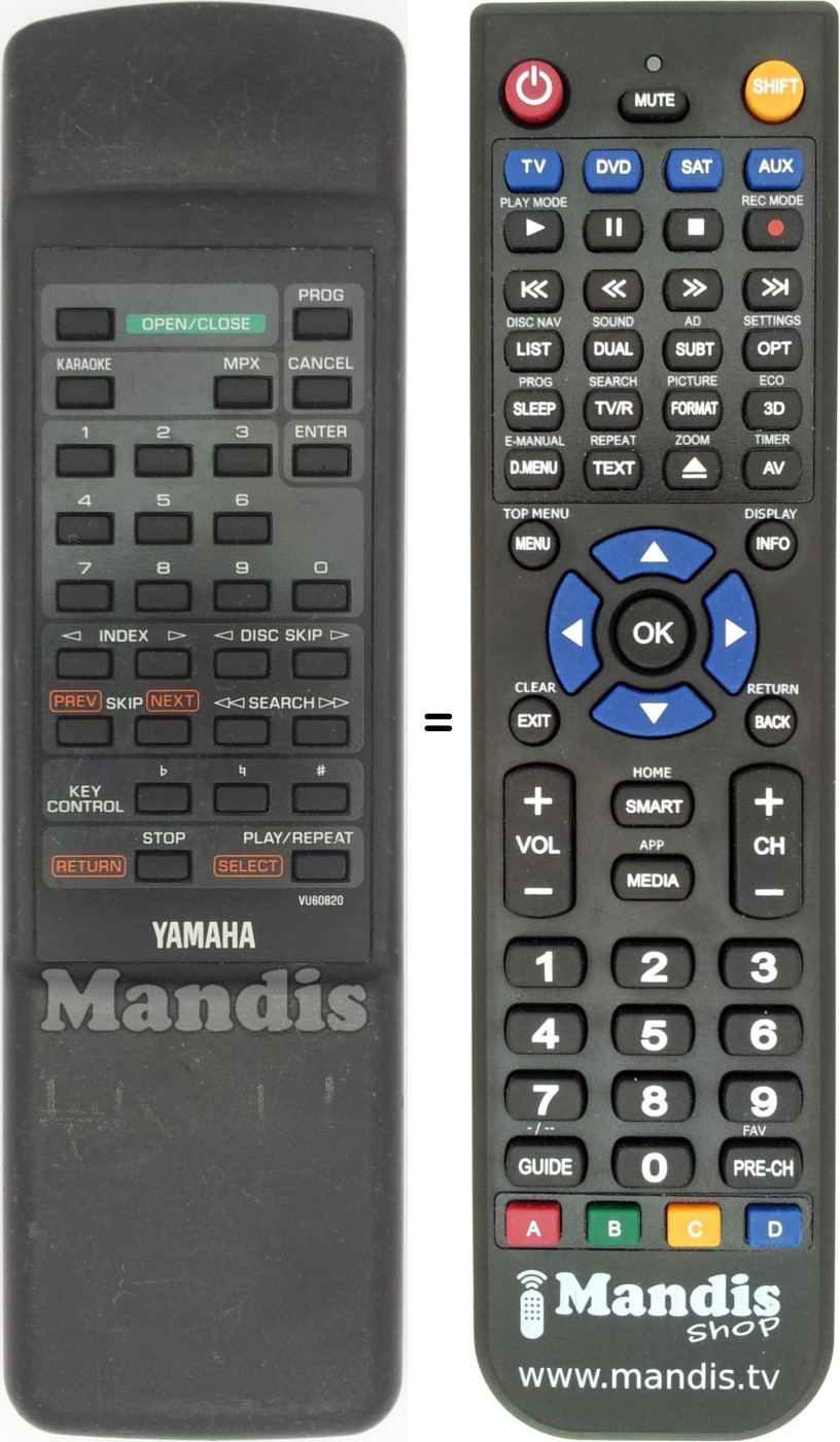 Replacement remote control VU60820