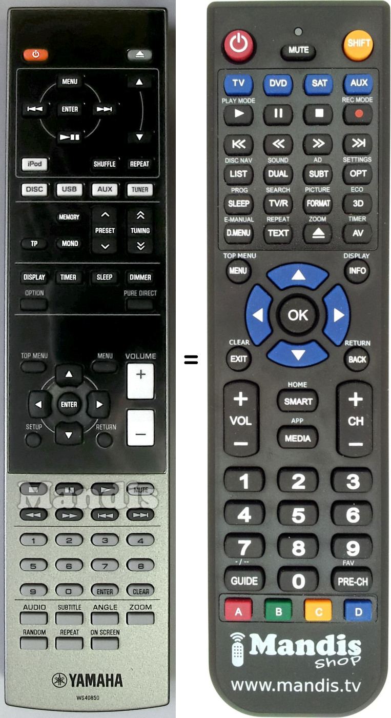 Replacement remote control Yamaha MCR-840