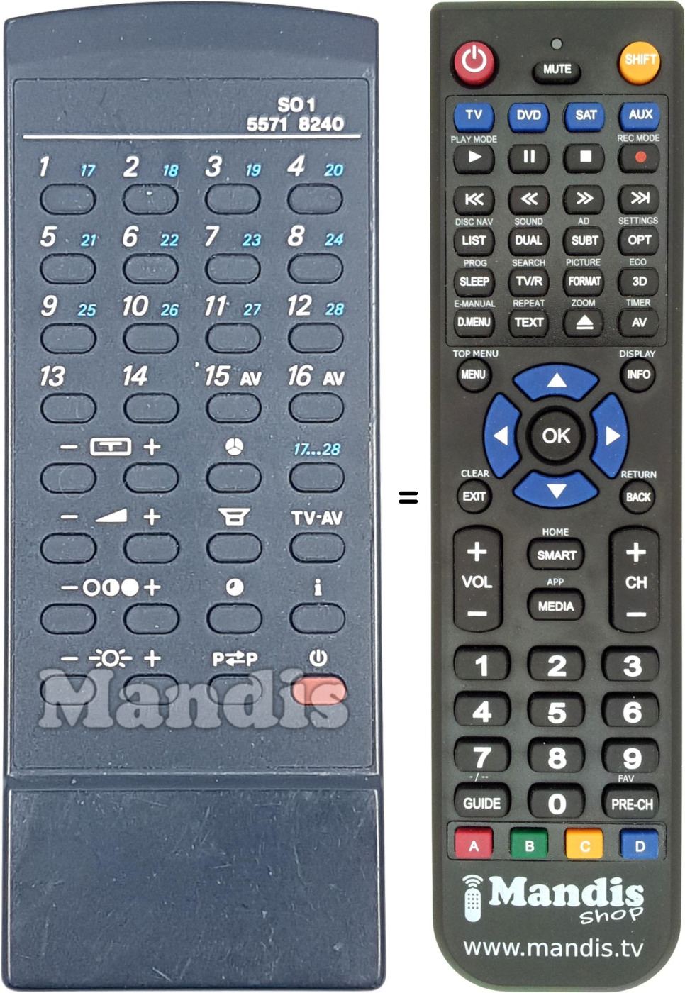 Replacement remote control 55718240