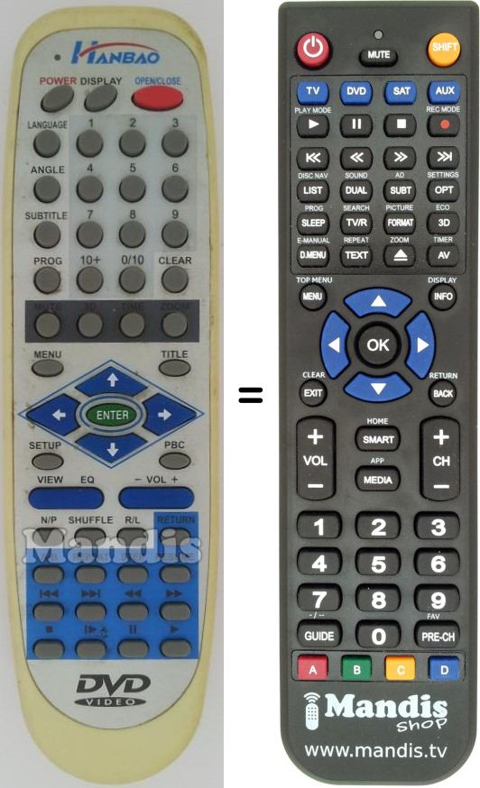 Replacement remote control HAN001