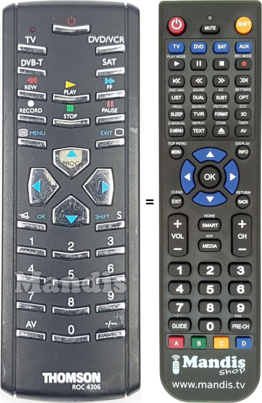 Replacement remote control ROC4306