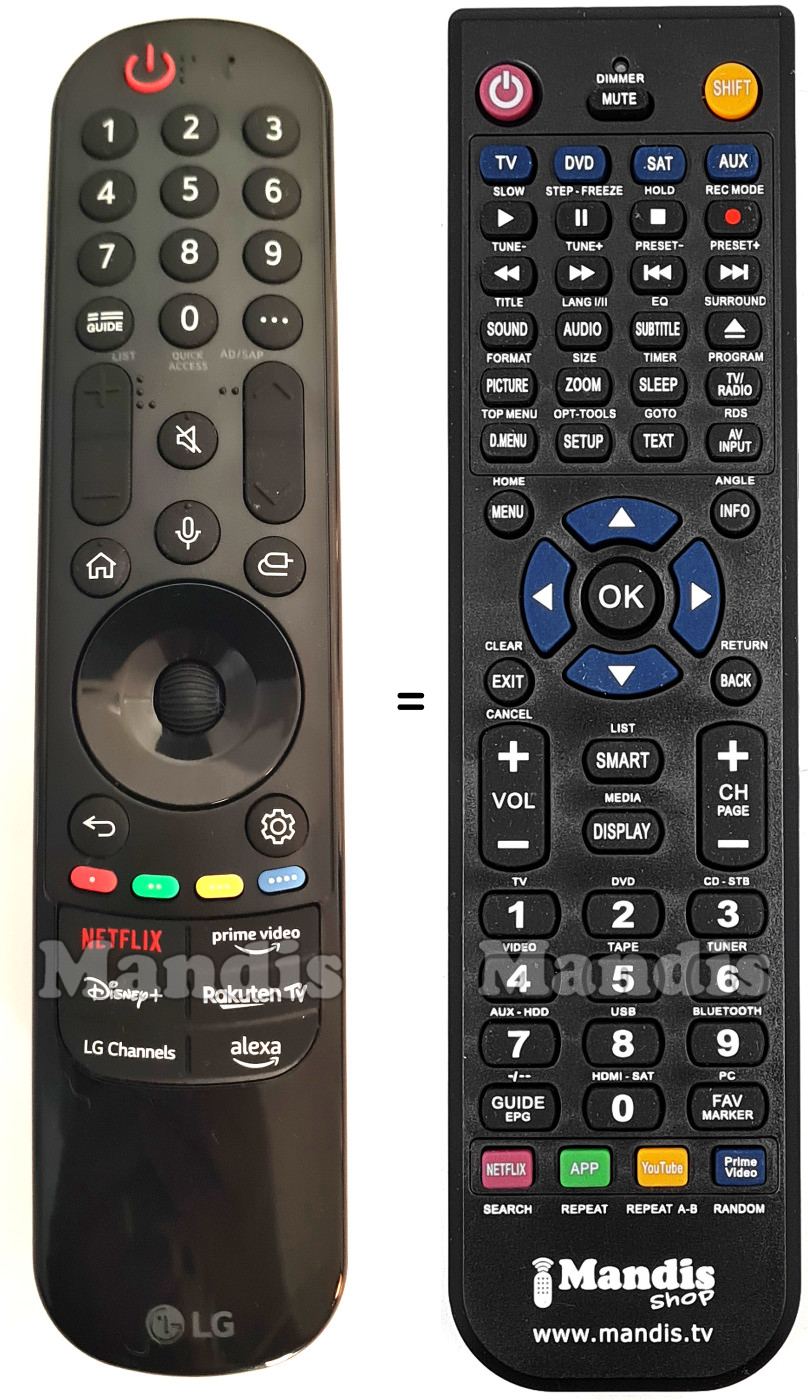 Replacement remote control LG AKB76045003