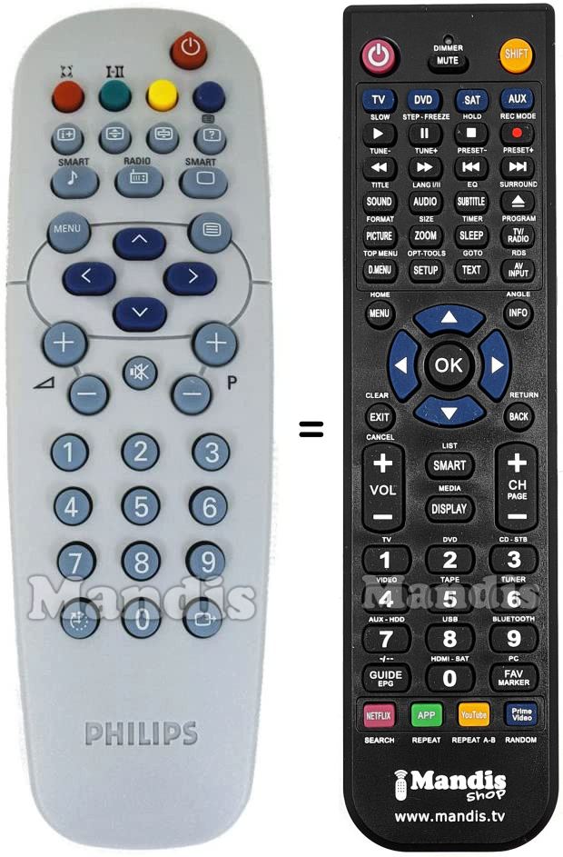 Gleichwertige Fernbedienung Philips RCLE 011