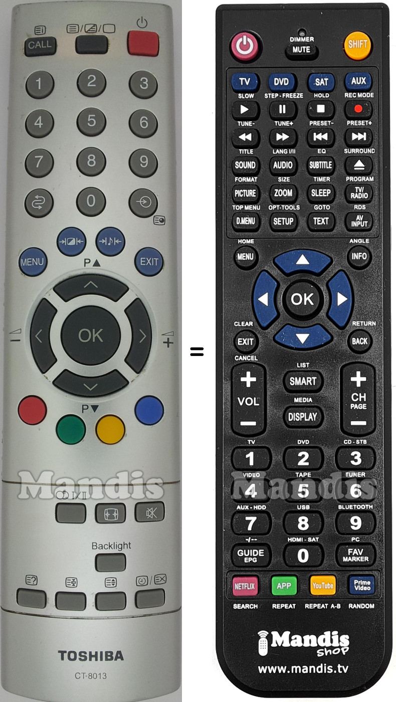 Replacement remote control Toshiba CT-8013