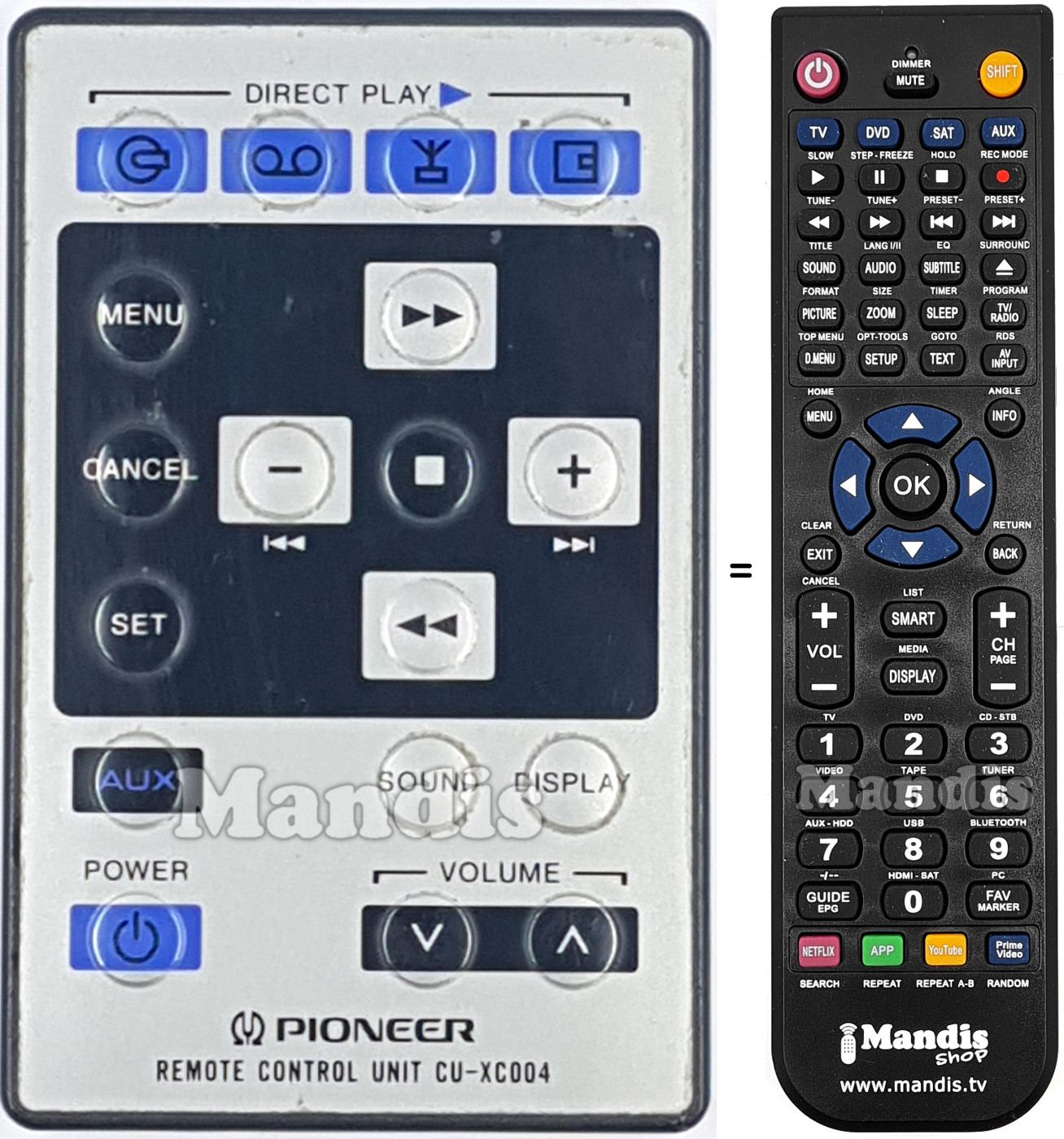 Replacement remote control Pioneer CU-XC004