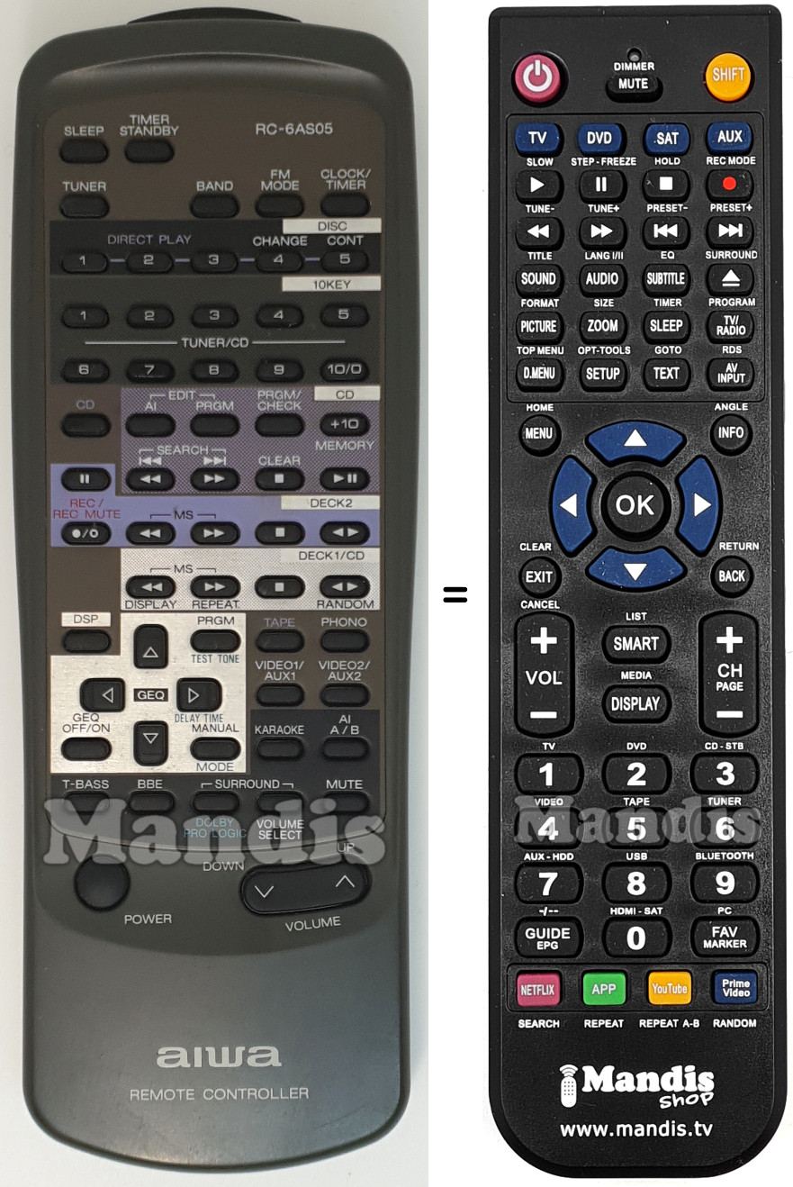 Replacement remote control RC-6AS05
