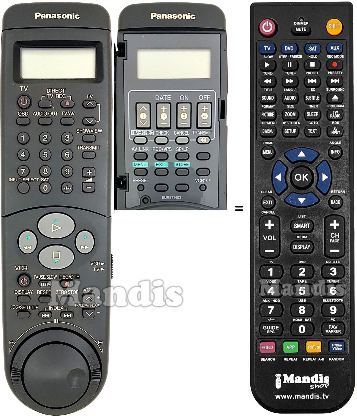 Gleichwertige Fernbedienung Panasonic EUR571403