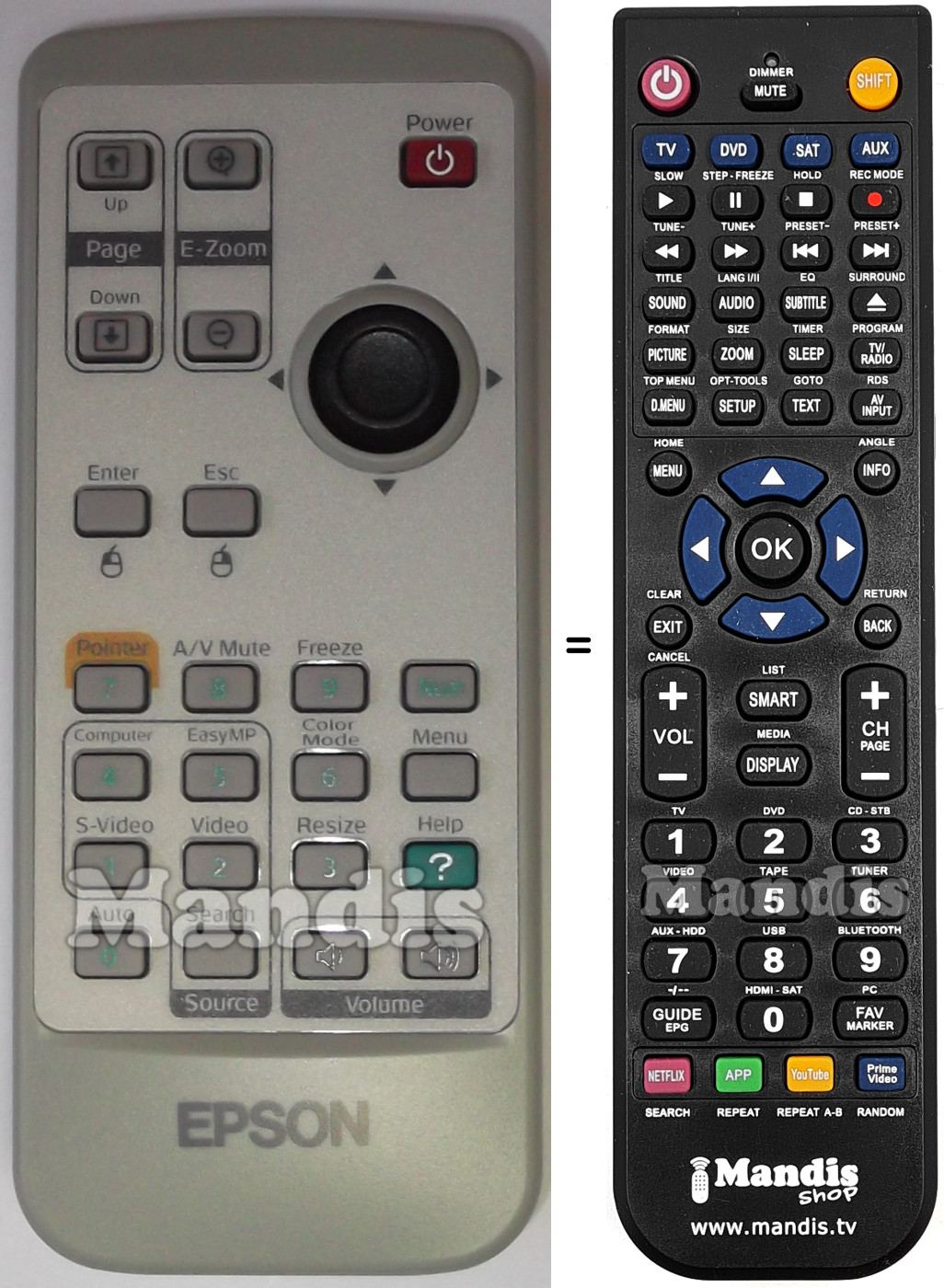 Replacement remote control Epson 1291754