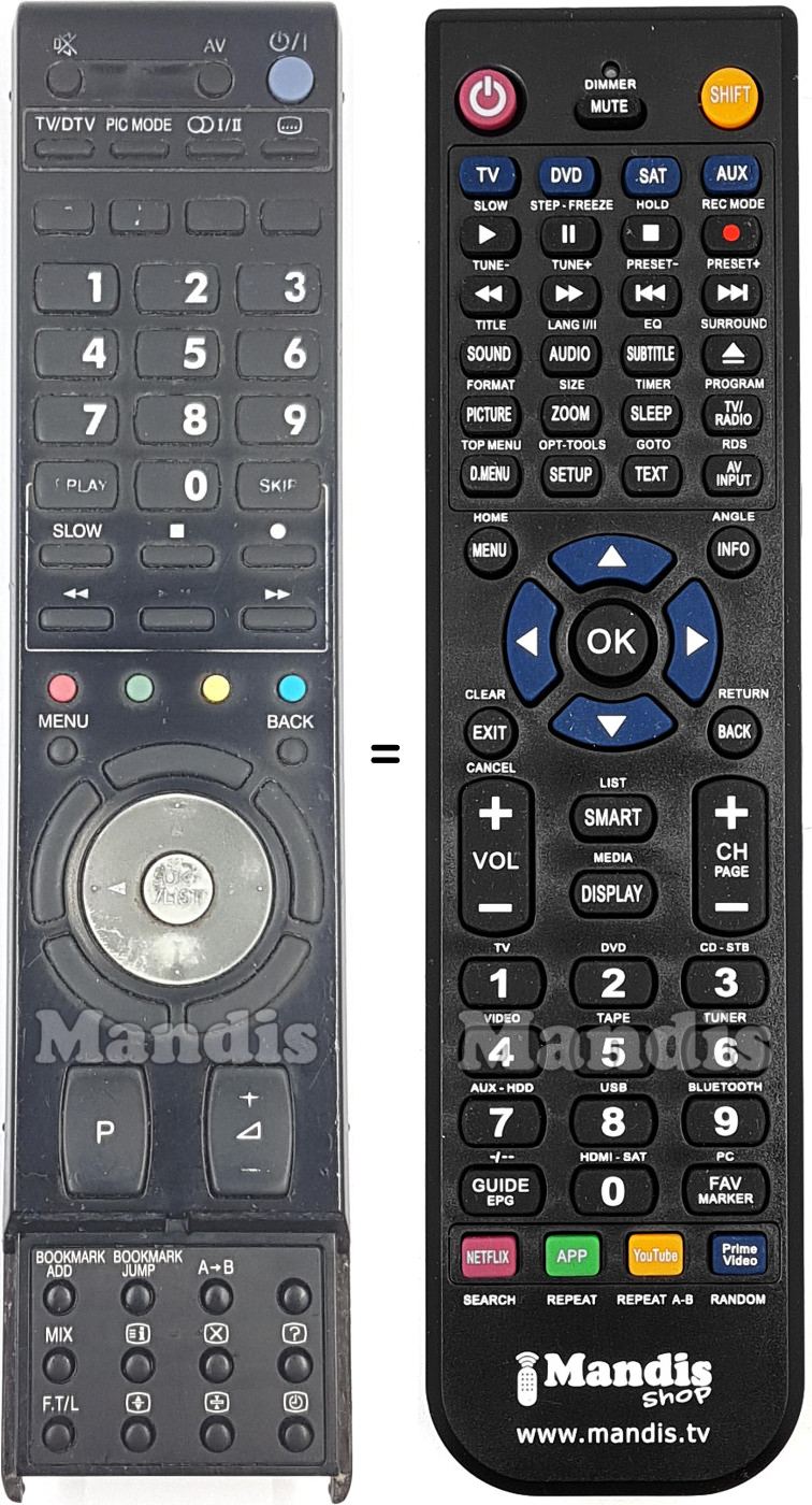 Replacement remote control JVC RMC2110B