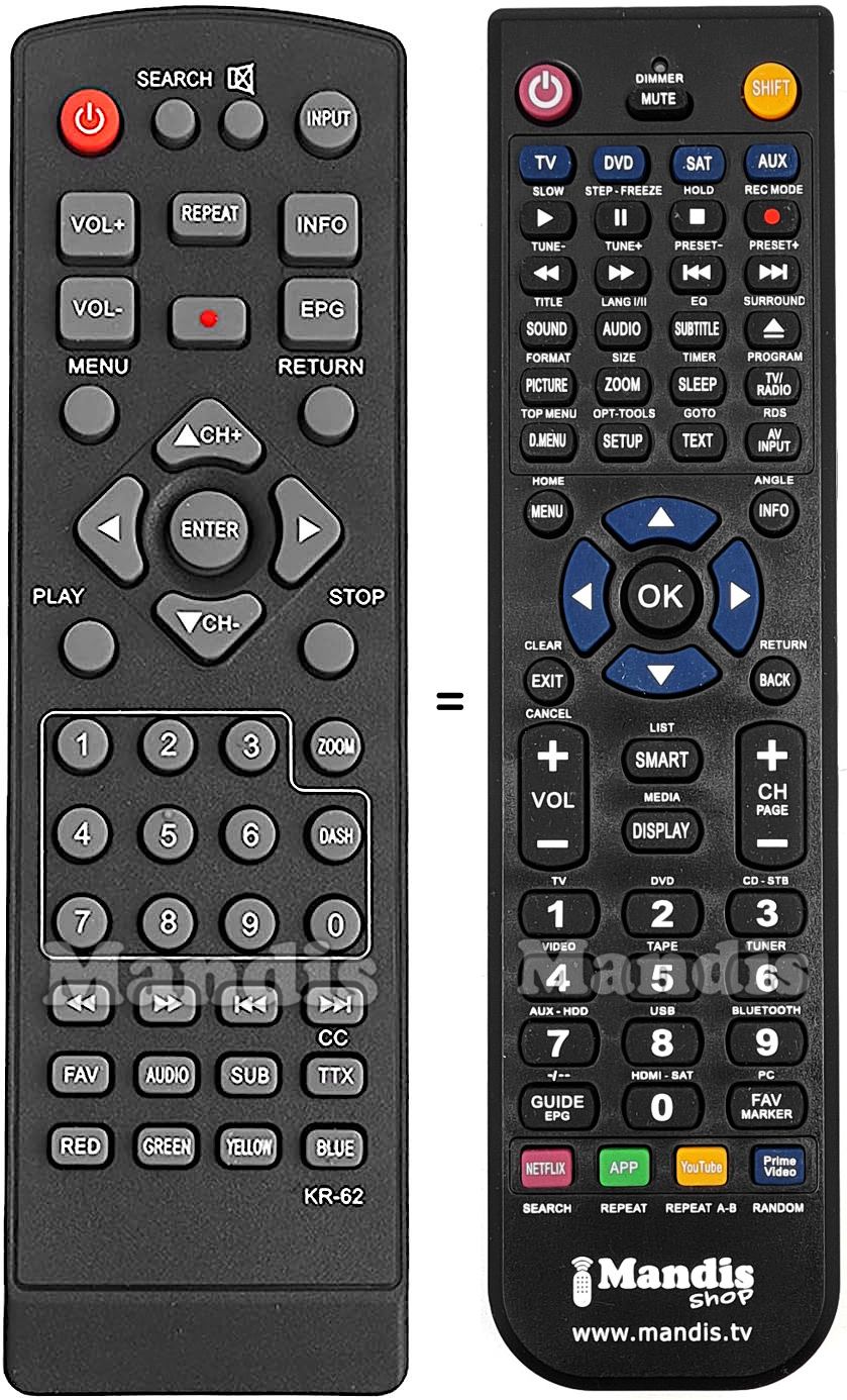 Replacement remote control Spectra KR-62