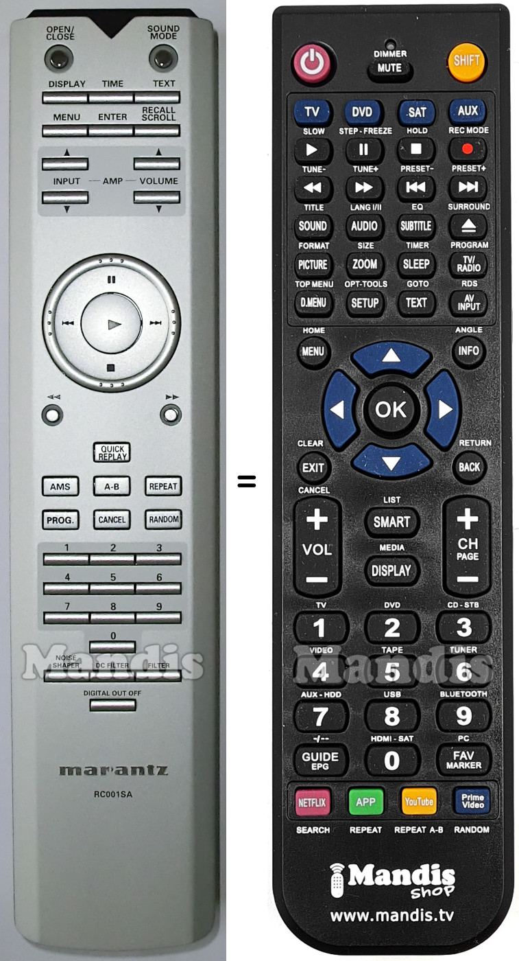 Replacement remote control RC001SA