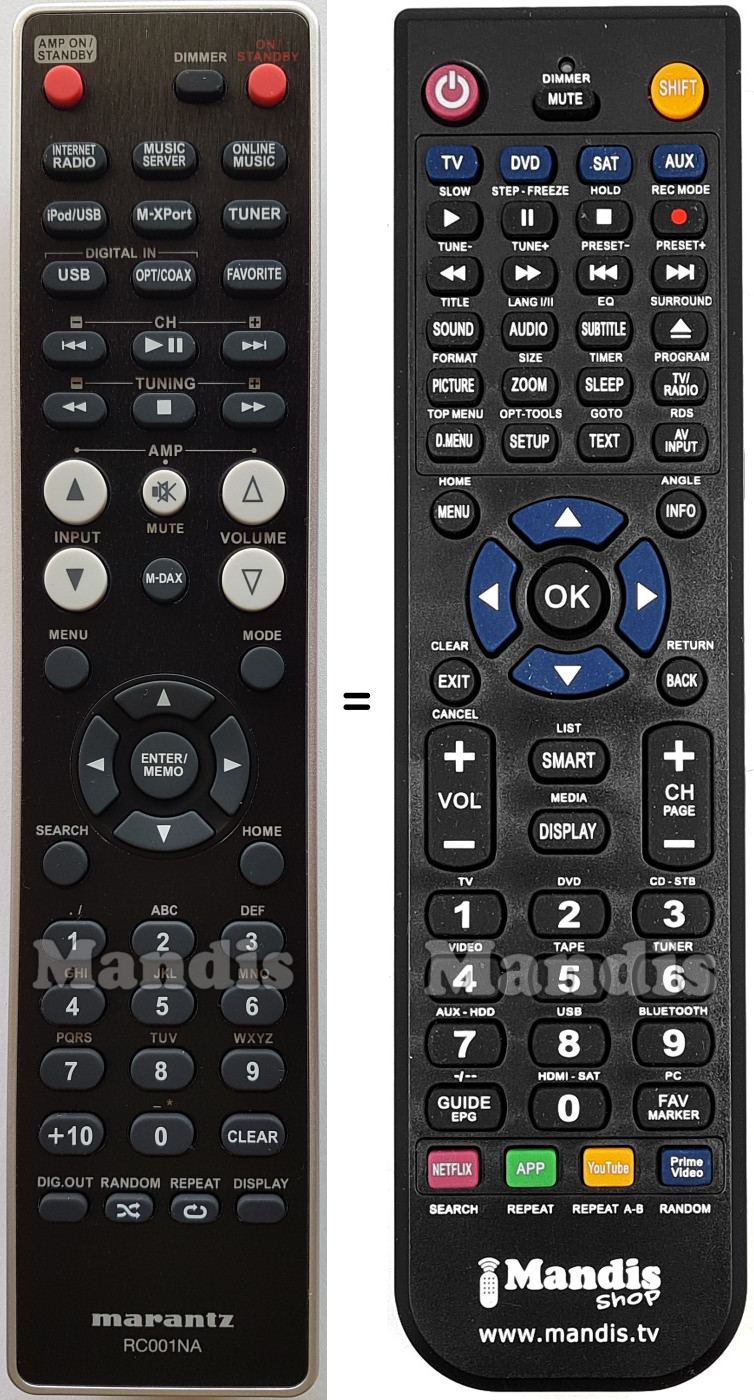 Replacement remote control Marantz RC001NA