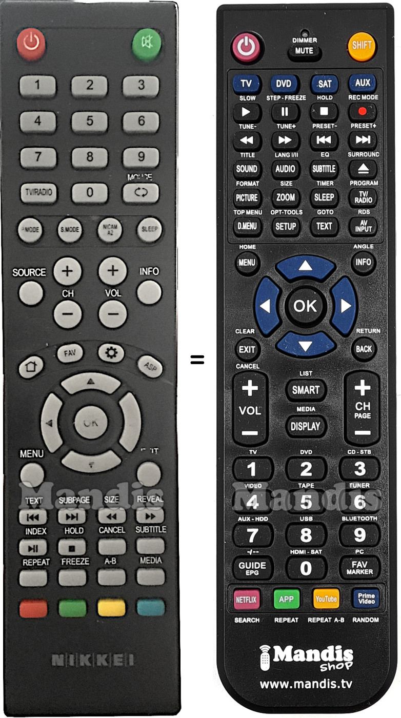 Replacement remote control Nikkei NU4318S