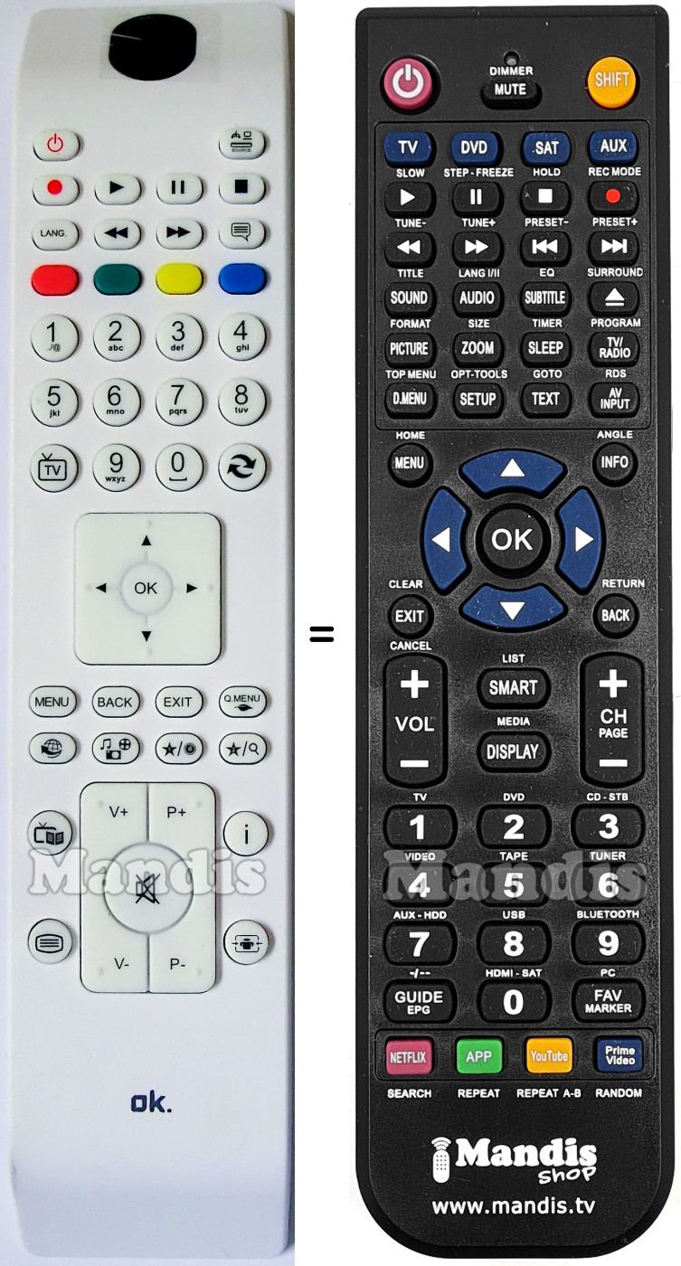 Gleichwertige Fernbedienung JVC RC4800-2