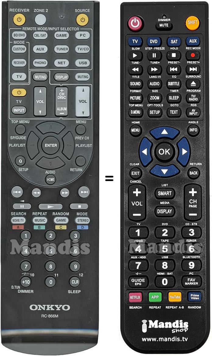 Replacement remote control Onkyo RC866M